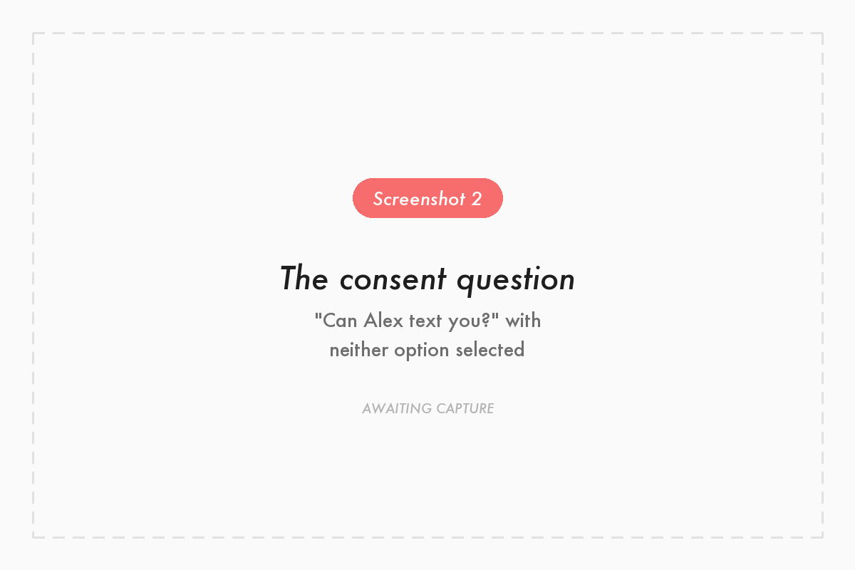Screenshot of the SMS consent question with no option selected by default